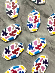 Rainbow 3D Printed Blanks Cutout, earring pendant jewelry making, 39mm jewelry, 1 Hole earring blanks, oval colorful