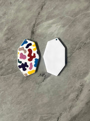 Rainbow 3D Printed Blanks Cutout, earring pendant jewelry making, 39mm jewelry, 1 Hole earring blanks, oval colorful