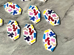 Rainbow 3D Printed Blanks Cutout, earring pendant jewelry making, 39mm jewelry, 1 Hole earring blanks, oval colorful