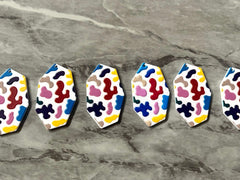 Rainbow 3D Printed Blanks Cutout, earring pendant jewelry making, 39mm jewelry, 1 Hole earring blanks, oval colorful