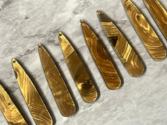 Brownish Gold Texture acrylic Beads, geometric shape acrylic 55mm Long Earring or Necklace pendant bead 1 one hole, gold jewelry