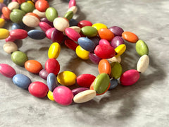Natural Dyed turquoise Beads Strands, oval beads, Rainbow beads, 14mm seafoam beads, 14" strand strung bead colorful crackle beads