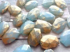 Aqua & Gold swirl Beads, acrylic 34mm Oval Beads, Big Acrylic beads, blue Bangle Wire Bangle, Beaded Jewelry necklace football team beads