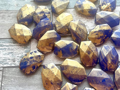 Royal & Gold swirl Beads, acrylic 34mm Oval Beads, Big Acrylic beads, blue Bangle Wire Bangle, Beaded Jewelry necklace football team beads