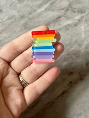 Rainbow Stripe Acrylic Blanks Cutout, earring pendant jewelry making, 35mm jewelry, 1 Hole earring blanks, book stack stairs colorful