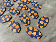 Orange & Navy 3D Printed Blanks Cutout, earring pendant jewelry making, 39mm jewelry, 1 Hole earring blanks, oval colorful
