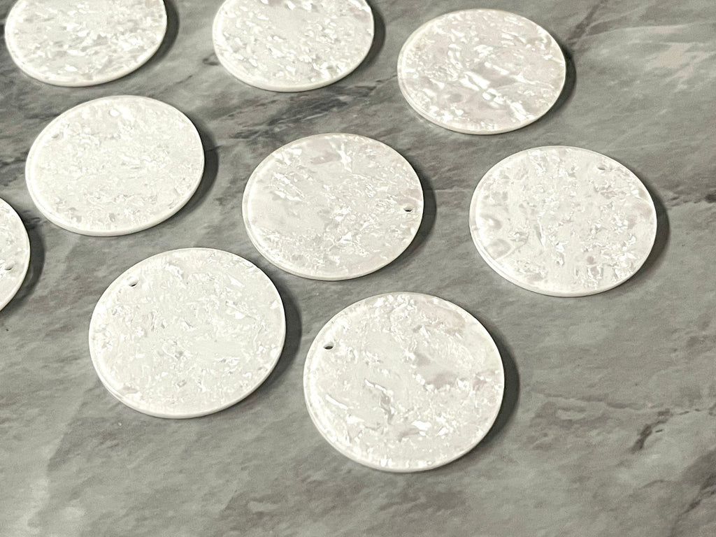 White Crinkle Shiny Acrylic Blanks Cutout, Circle blanks, earring pendant jewelry making, 35mm circle jewelry, 1 Hole circle bangle pendant