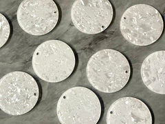 White Crinkle Shiny Acrylic Blanks Cutout, Circle blanks, earring pendant jewelry making, 35mm circle jewelry, 1 Hole circle bangle pendant