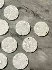 White Crinkle Shiny Acrylic Blanks Cutout, Circle blanks, earring pendant jewelry making, 35mm circle jewelry, 1 Hole circle bangle pendant