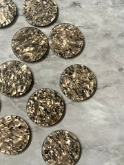 Brown Crinkle Shiny Acrylic Blanks Cutout, Circle blanks, earring pendant jewelry making, 35mm circle jewelry, 1 Hole circle bangle pendant