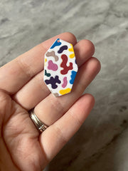 Rainbow 3D Printed Blanks Cutout, earring pendant jewelry making, 39mm jewelry, 1 Hole earring blanks, oval colorful