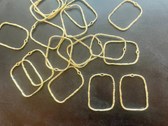 Gold Oval Rectangle metal earring Beads, circle cutout Necklace pendant bead, one hole at top DIY blanks 33mm circles oval