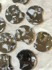 Black Snakeskin Glitter Resin Acrylic Blanks Cutout, circle round earring pendant jewelry making, 35mm jewelry, 1 Hole earring blanks