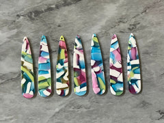 Green Pink Blue White Resin SPECKLED Tortoise Shell Beads, geometric shape acrylic 56mm Long Earring or Necklace pendant bead 1 one hole