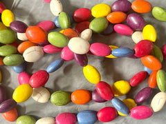 Natural Dyed turquoise Beads Strands, oval beads, Rainbow beads, 14mm seafoam beads, 14" strand strung bead colorful crackle beads