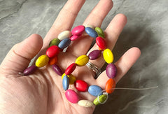 Natural Dyed turquoise Beads Strands, oval beads, Rainbow beads, 14mm seafoam beads, 14" strand strung bead colorful crackle beads