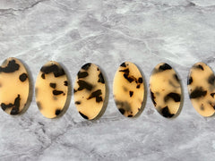 Blonde Tortoise Shell brown black Resin Beads, oval cutout acrylic 39mm Earring Necklace pendant, one hole top jewelry acrylic DIY