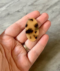 Blonde Tortoise Shell brown black Resin Beads, oval cutout acrylic 39mm Earring Necklace pendant, one hole top jewelry acrylic DIY
