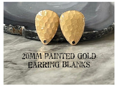 20mm tan gold painted post earring teardrop blanks, gold earring, gold stud earring, gold jewelry, gold dangle earring making circle