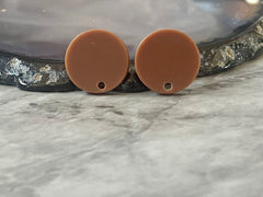 Brown 16mm colorful circle post earring circle blanks, drop earring stud earring, jewelry dangle DIY earring making round chocolate