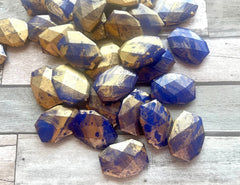 Royal & Gold swirl Beads, acrylic 34mm Oval Beads, Big Acrylic beads, blue Bangle Wire Bangle, Beaded Jewelry necklace football team beads