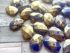 Royal & Gold swirl Beads, acrylic 34mm Oval Beads, Big Acrylic beads, blue Bangle Wire Bangle, Beaded Jewelry necklace football team beads