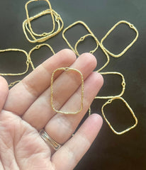 Gold Oval Rectangle metal earring Beads, circle cutout Necklace pendant bead, one hole at top DIY blanks 33mm circles oval