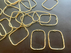 Gold Oval Rectangle metal earring Beads, circle cutout Necklace pendant bead, one hole at top DIY blanks 33mm circles oval