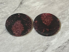 Dark Pink Magenta Snakeskin Glitter Resin Acrylic Blanks Cutout, circle round earring, jewelry making, 35mm jewelry, 1 Hole earring blanks