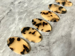 Blonde Tortoise Shell brown black Resin Beads, oval cutout acrylic 39mm Earring Necklace pendant, one hole top jewelry acrylic DIY