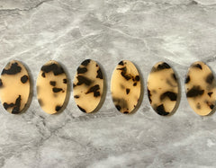 Blonde Tortoise Shell brown black Resin Beads, oval cutout acrylic 39mm Earring Necklace pendant, one hole top jewelry acrylic DIY