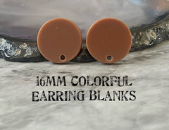 Brown 16mm colorful circle post earring circle blanks, drop earring stud earring, jewelry dangle DIY earring making round chocolate