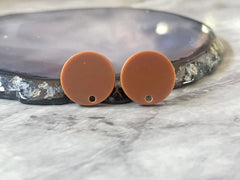 Brown 16mm colorful circle post earring circle blanks, drop earring stud earring, jewelry dangle DIY earring making round chocolate
