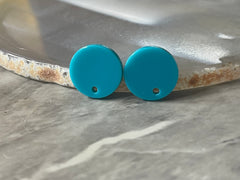 14mm NEON BLUE post earring round blanks, neon blue round earring, blue stud earring, drop dangle earring making colorful jewelry blanks