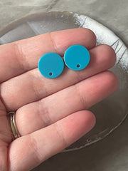 SALE! Neon 14mm post earring circle blanks, blank drop earring, neon pink yellow blue green orange purple dangle DIY earring making metallic