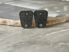 15mm black stardust post earring blanks drop earring, stud earring jewelry dangle DIY earring making rectangle resin, black earrings