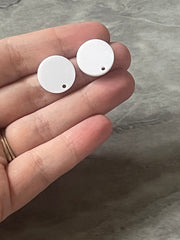 White 16mm colorful circle post earring circle blanks, drop earring stud earring, jewelry dangle DIY earring making round white