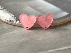 14mm pink heart post earring blanks drop earring, stud earring jewelry dangle DIY earring making heart resin, pink earrings
