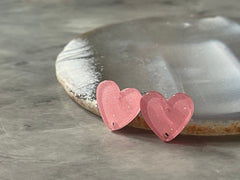 14mm pink heart post earring blanks drop earring, stud earring jewelry dangle DIY earring making heart resin, pink earrings