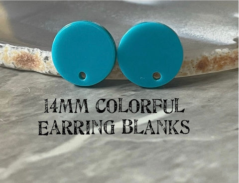 14mm NEON BLUE post earring round blanks, neon blue round earring, blue stud earring, drop dangle earring making colorful jewelry blanks