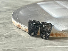 15mm black stardust post earring blanks drop earring, stud earring jewelry dangle DIY earring making rectangle resin, black earrings