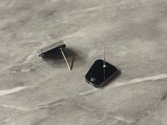 15mm black stardust post earring blanks drop earring, stud earring jewelry dangle DIY earring making rectangle resin, black earrings