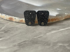 15mm black stardust post earring blanks drop earring, stud earring jewelry dangle DIY earring making rectangle resin, black earrings