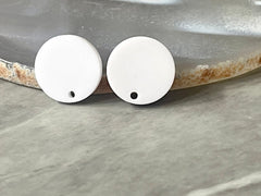 White 16mm colorful circle post earring circle blanks, drop earring stud earring, jewelry dangle DIY earring making round white