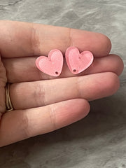 14mm pink heart post earring blanks drop earring, stud earring jewelry dangle DIY earring making heart resin, pink earrings