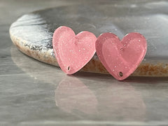 14mm pink heart post earring blanks drop earring, stud earring jewelry dangle DIY earring making heart resin, pink earrings