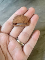Wood Grain 1 Hole Beads, macrame laser leather round cutout 30mm Earring Necklace pendant bead, DIY wooden blanks brown circle