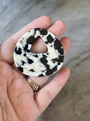 XL 48mm White Black Tortoise Shell Beads, pyramid shape acrylic Earring or Necklace pendant bead, 1 hole pendant acrylic tortoise shell