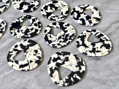 XL 48mm White Black Tortoise Shell Beads, pyramid shape acrylic Earring or Necklace pendant bead, 1 hole pendant acrylic tortoise shell