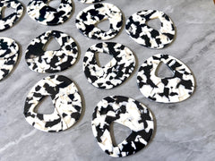 XL 48mm White Black Tortoise Shell Beads, pyramid shape acrylic Earring or Necklace pendant bead, 1 hole pendant acrylic tortoise shell